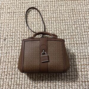 Guess Tan and Brown Monogram Mini Bag